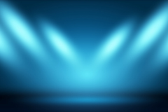 Blue background with show lights. Spotlight. Scene Illumination. Light Effect.